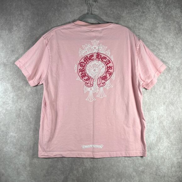 Chrome Hearts Modera Shirt Mens Large Pink Sanskrit Letters Cross Preppy Street - Picture 1 of 10